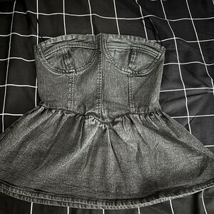 Women's Gray Denim Bustier Top